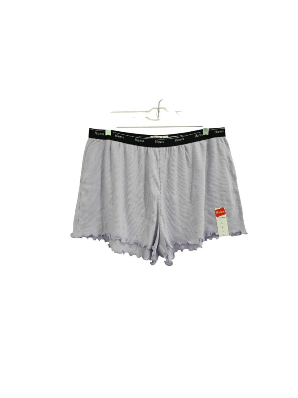 NWT Hanes Pull On Lounge Sleep Shorts Sz L Purple Ribbed Comfy Soft Stretch